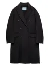 Prada Double-breasted Coat In Black