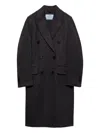 Prada Double-breasted Double Cashwool Coat In Gray