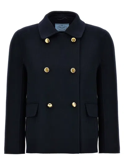 Prada Double-breasted Coat Coats And Trench Coats Blue