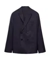 Prada Double-breasted Cotton Blazer In Navy Blue