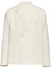 Prada Double-breasted Cotton Jacket In Neutrals