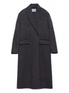 Prada Double-breasted Double Cashwool Coat In Gray