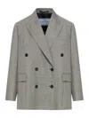 Prada Wool Blazer With Notch Lapels And Structured Shoulders In Grey