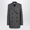 Prada Double-breasted Jacket In Prince Of Wales In Gray