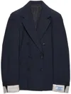 Prada Double-breasted Kid Mohair Jacket In Blue