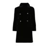 Prada Front Double-breasted Gold-tone Buttons Coat In Nero