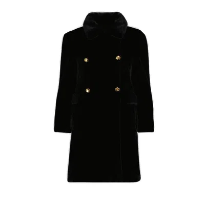 Prada Front Double-breasted Gold-tone Buttons Coat In Black