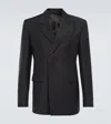 Prada Double-breasted Mohair And Wool Blazer In Antracite