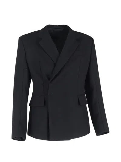Pre-owned Prada Double-breasted Pocket Blazer In Black