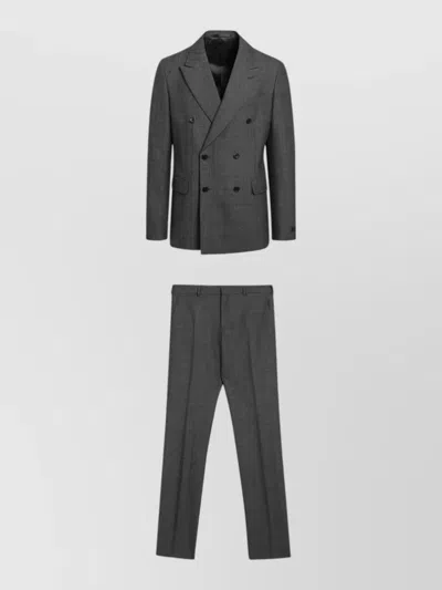 Prada Double Breasted Suit Slim Tailored Cut In Gray