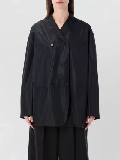 Prada Double-breasted Technical Taffeta Jacket In Black