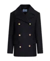 Prada Double-breasted Virgin-wool Coat In Blue
