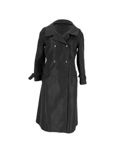 Pre-owned Prada Double-breasted Trench Coat In Black