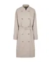 Prada Double-breasted Belted Trench Coat In Nude