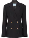 Prada Double-breasted Tricotine Jacket In Black
