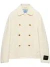 Prada Double-breasted Twill Jacket In Neutrals