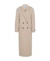 Prada Double-breasted Velour Cashmere Coat In Snow White