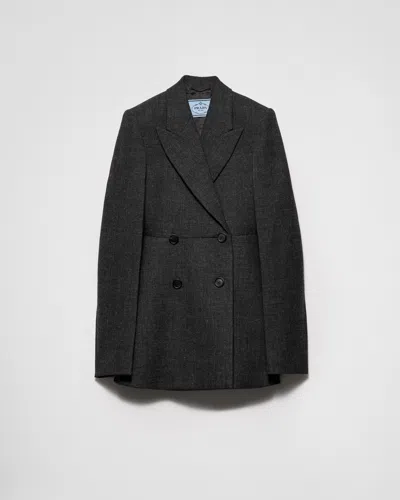 PRADA DOUBLE-BREASTED VINTAGE-LOOK RUSH STITCH JACKET