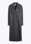 Prada Double-breasted Wool And Cashmere Coat In Black
