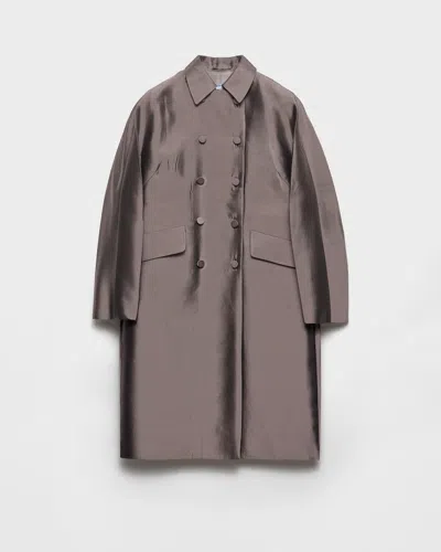 PRADA DOUBLE-BREASTED WOOL AND SILK COAT