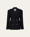 Prada Double-breasted Wool And Silk Jacket In Nero