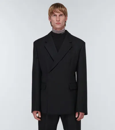 Pre-owned Prada Double-breasted Wool Blazer In Black