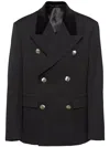 Prada Double-breasted Wool Jacket In Black