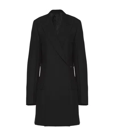 Prada Double-breasted Wool Blazer In Black