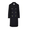 Prada Double-breasted Wool Coat In Black