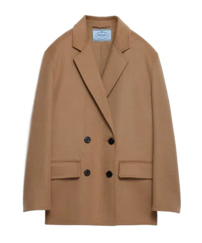 Prada Double-breasted Blazer In Brown