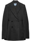 Prada Double-breasted Vintage-look Rush Stitch Jacket In Grey