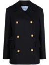 Prada Midnight Blue Wool Blend Coat In Blue