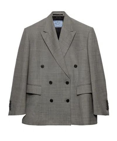 PRADA PRADA DOUBLE-BREASTED TAILORED BLAZER