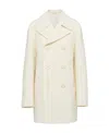 Prada Double-breasted Wool Coat Women In Nude
