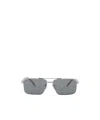 Prada Double Bridge Rectangle-frame Sunglasses In Gray