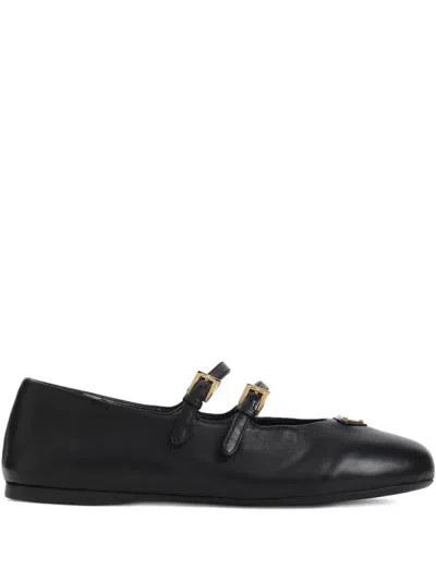 PRADA DOUBLE-BUCKLE LEATHER BALLERINAS