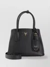 Prada Double Calf Leather Shoulder Bag In Grey