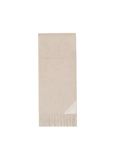 Prada Double Cashmere Scarf In Neutral