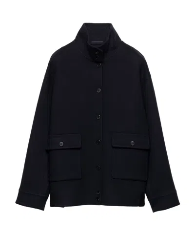 Prada Double Cashwool Jacket In Blue
