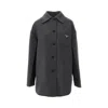 Prada Double Cashwool Peacoat In Gray