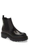 Prada Men's Monolith Brushed Leather Chelsea Boots In Nero