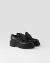 Prada Chocolate Black Brushed Leather Moccasin Women