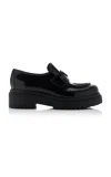 Prada Chocolate Calfskin Platform Loafers In Black