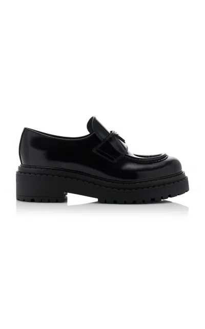 PRADA DOUBLE CHOCOLATE LEATHER LOAFERS