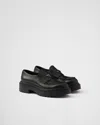 Prada Monolith Leather Loafers In Black