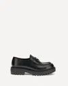 Prada Polished Black Leather Loafers With Chunky Rubber Sole In Black