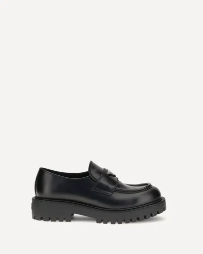 Prada Double Chocolate Loafers In Black