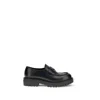 Prada Polished Black Leather Loafers With Chunky Rubber Sole In Black