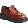 Prada Double Chocolate Platform Loafer In Cognac