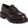 Prada Double Chocolate Platform Loafer In Brown